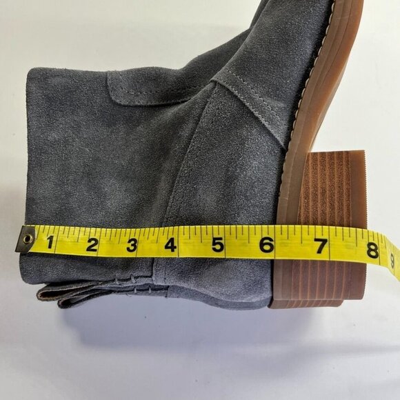 Lucky Brand Women's Kazey Square Toe Bootie in Gray Suede Block Heel - Picture 16 of 16